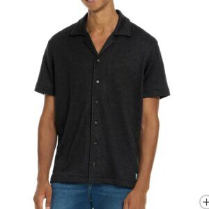 NWT Scotch & Soda Men Jersey Short‎ Sleeve Button Up Shirt Black Relaxed Fit M